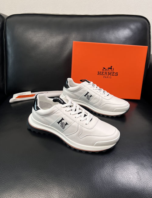 Hermes Top Grade Craft Leather Casual Sneakers