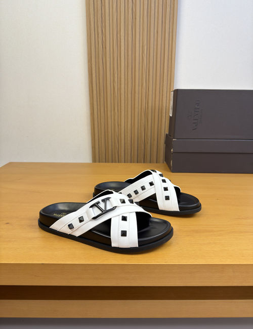 Valentino Leather Rivet Casual Slides