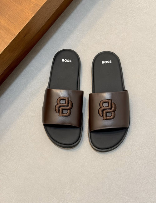 Hugo Boss Classic Leather Sandals With Water Wave Sole