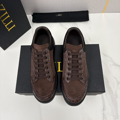 Zilli Croc-Embossed Color-block Skate Shoes