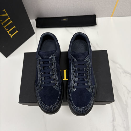 Zilli Croc-Embossed Color-block Skate Shoes