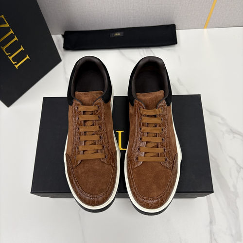 Zilli Croc-Embossed Color-block Skate Shoes