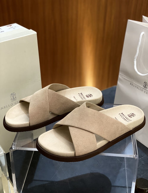 Brunello Cucinelli BC Minimalist Leather Slides With Soft Insole