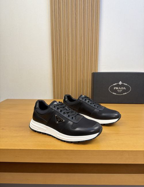 Prada Nappa Leather Canvas Casual Sneakers