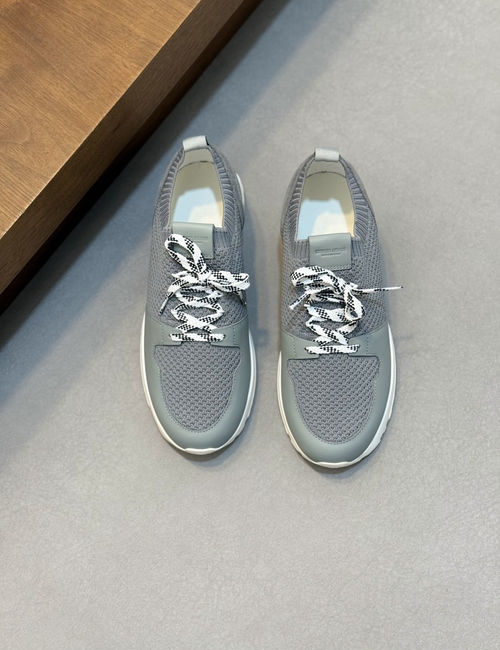 Armani Knit And Leather Slip-on Sneakers