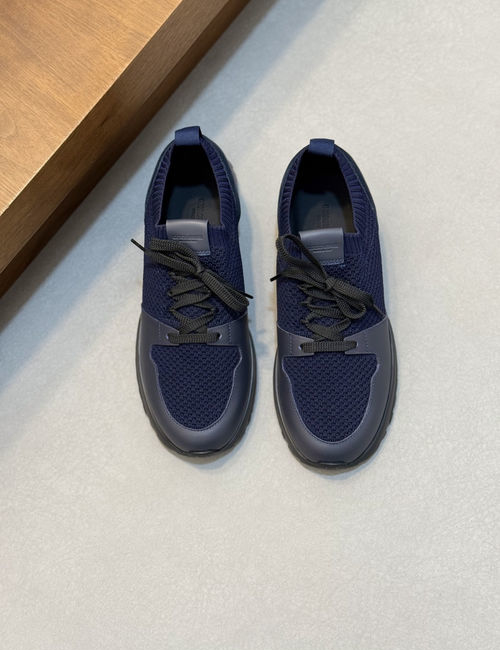 Armani Knit And Leather Slip-on Sneakers
