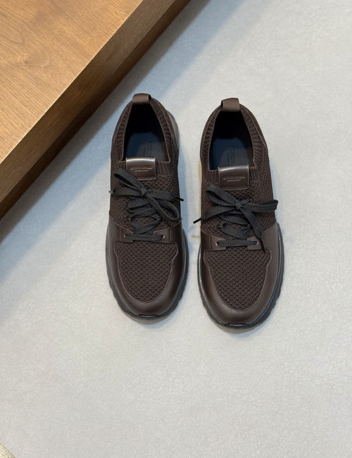 Armani Knit And Leather Slip-on Sneakers