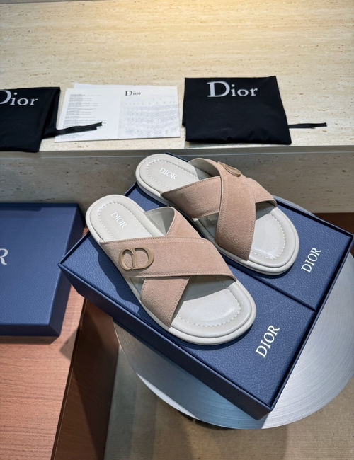 Christian Dior CD Alias Cross Strap Leather Sandals With CD Logo