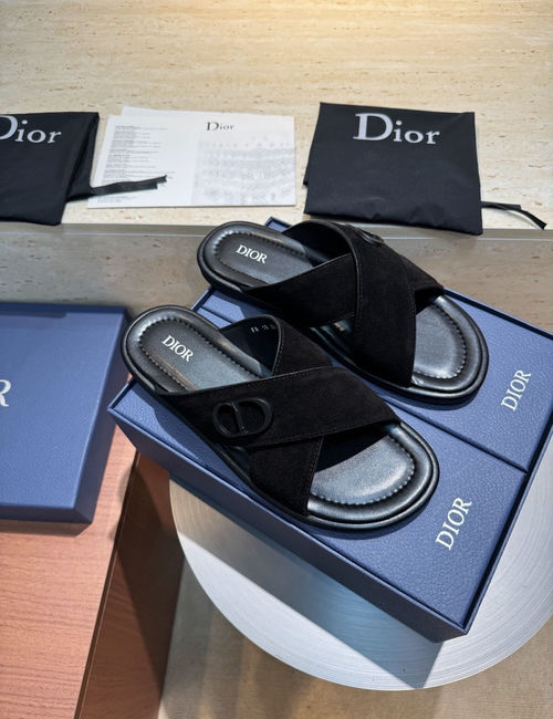 Christian Dior CD Alias Cross Strap Leather Sandals With CD Logo