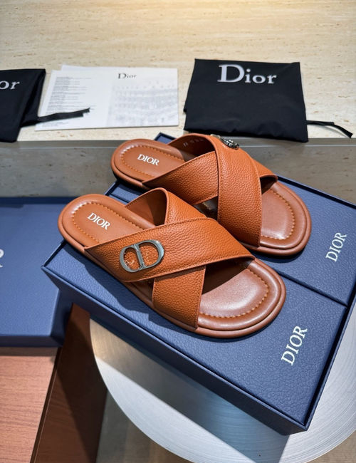 Christian Dior CD Alias Cross Strap Leather Sandals With CD Logo