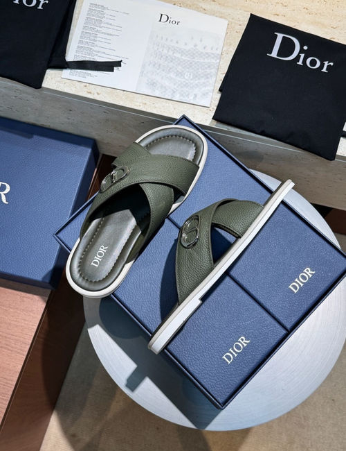 Christian Dior CD Alias Cross Strap Leather Sandals With CD Logo