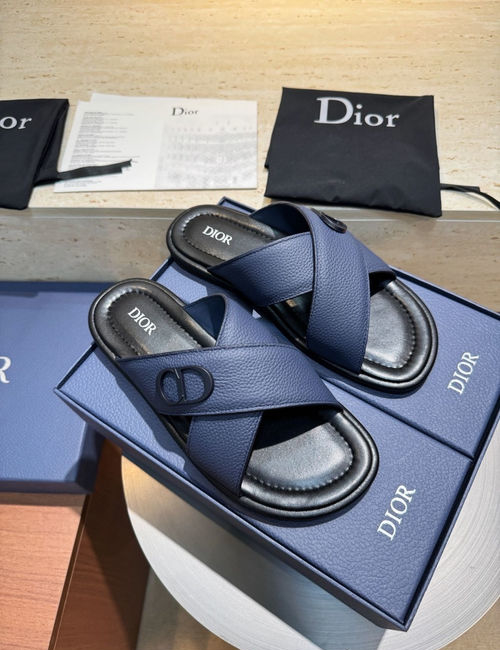 Christian Dior CD Alias Cross Strap Leather Sandals With CD Logo