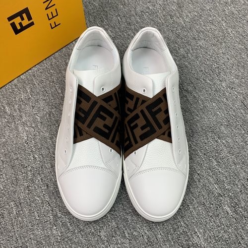 Fendi Spliced Leather Sneakers With TPU Sole