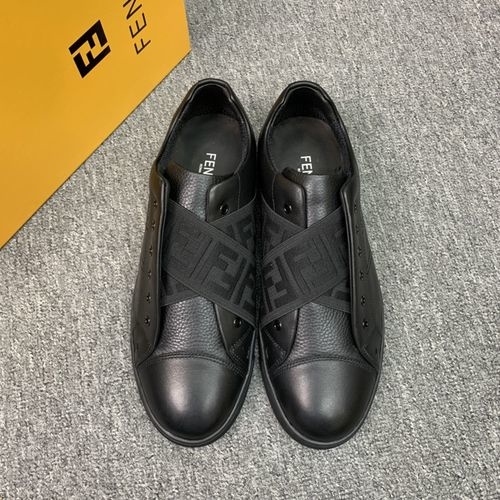 Fendi Spliced Leather Sneakers With TPU Sole