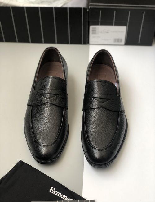 Zegna Litchi Grain Leather Slip-on Loafers