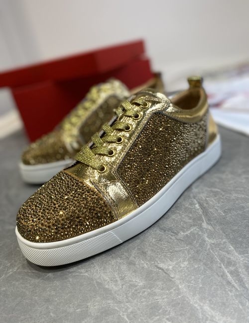 Christian Louboutin Low Top Full Diamond Gold Sneakers