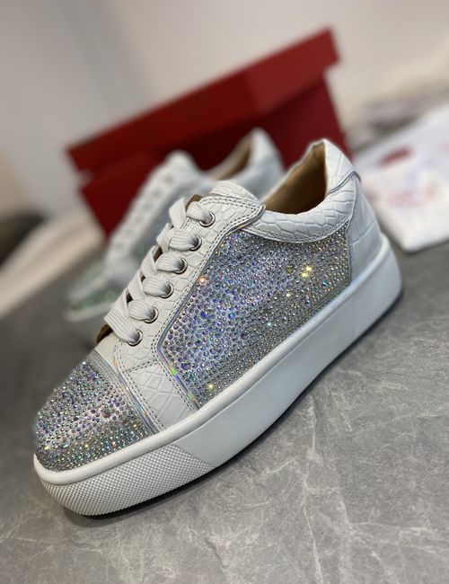 Christian Louboutin Low-top Rhinestone White AB Shoes