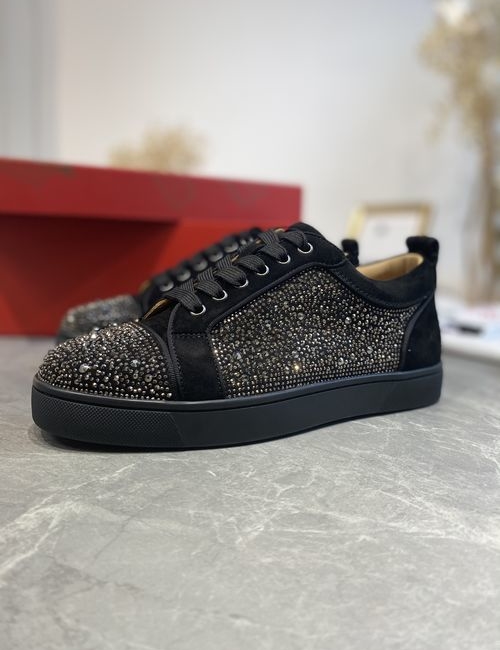 Christian Louboutin Low-top Rhinestone Black Mineral Grey Shoes