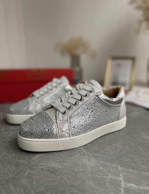 Christian Louboutin Low-top Full-diamond Silver Glitter Shoes