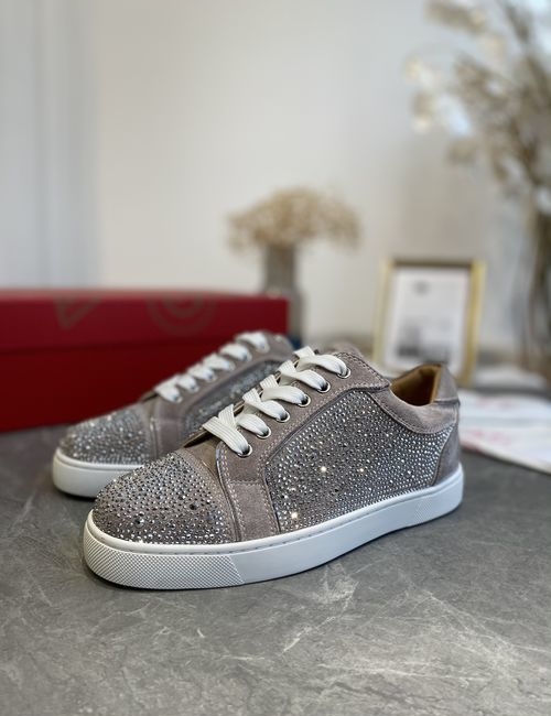 Christian Louboutin Low-top Full-diamond Khaki Red Sole Shoes