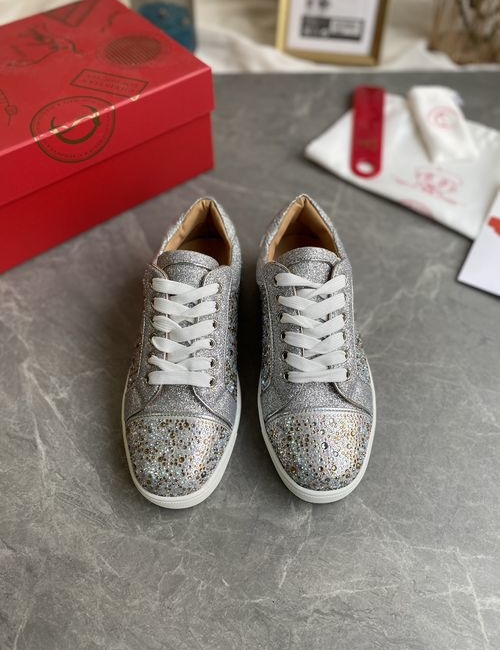 Christian Louboutin Low-top Rhinestone Starry Silver Shoes