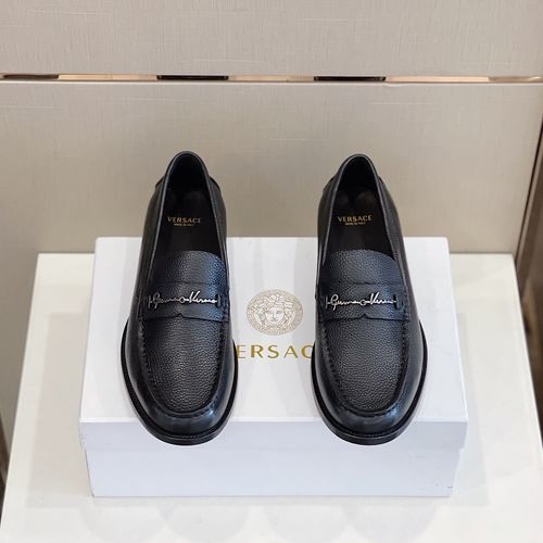 Versace Top Grain Cowhide Loafers Cowhide Lining Leather Outsole