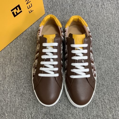 Fendi Stitched Leather Casual Shoes