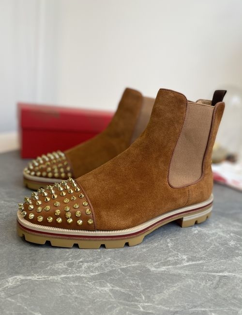 Christian Louboutin Tire Sole Studded Brown Oxford Boots