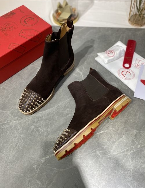 Christian Louboutin Tire Sole Studded Dark Brown Oxford Boots