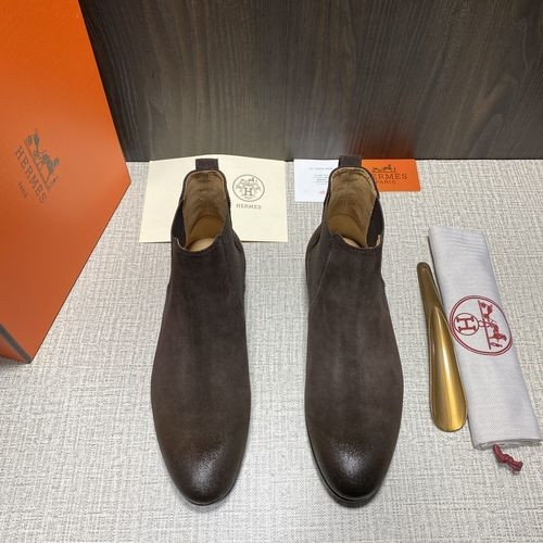 Hermes Leather Chelsea Boots With Leather Sole
