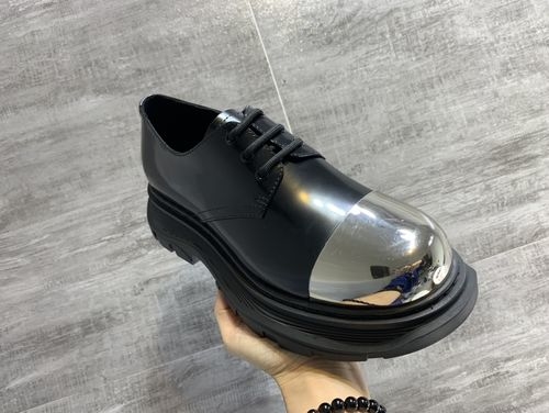 McQueen Calfskin Derby Shoes With Rubber Sole