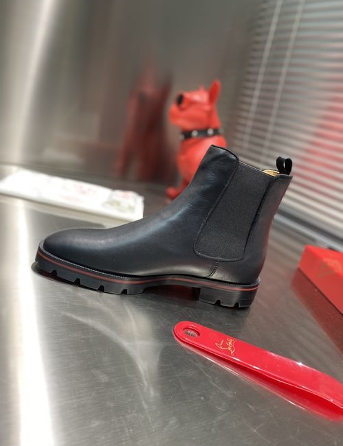 Christian Louboutin Tire Sole, Black Leather Boots