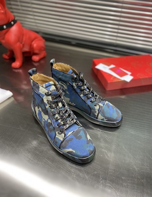 Christian Louboutin High-top Camouflage Canvas Shoes