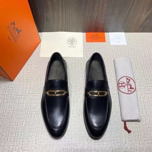 Hermes Roulis Buckle Leather Loafers