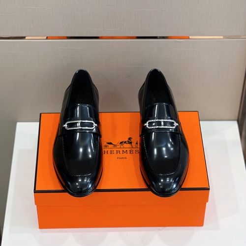 Hermes Loafer Leather Upper Leather Sole