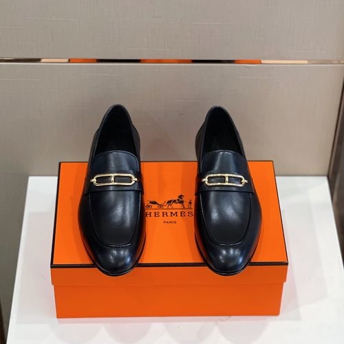 Hermes Loafer Leather Upper Leather Sole