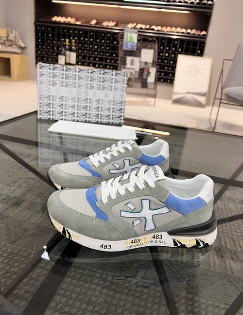 Premiata Canvas Leather Casual Sneakers With Premium Sole