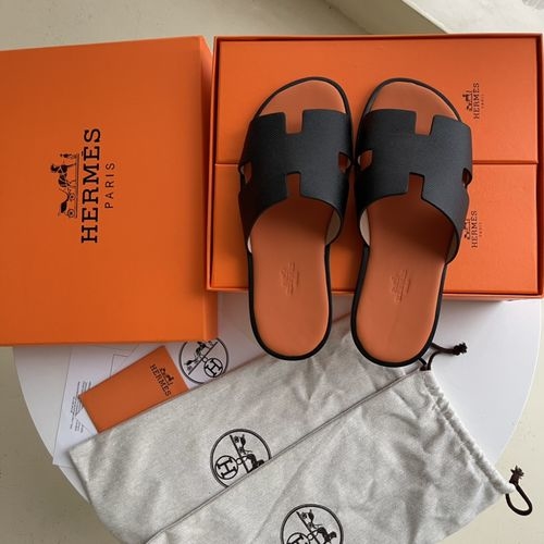Hermes H Slippers Sheepskin Leather Sole Comfortable