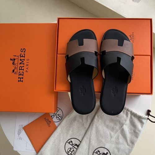 Hermes H Slippers Sheepskin Leather Sole Comfortable