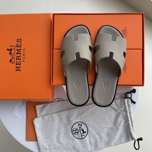 Hermes H Slippers Sheepskin Leather Sole Comfortable