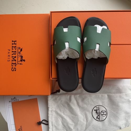 Hermes H Slippers Sheepskin Leather Sole Comfortable