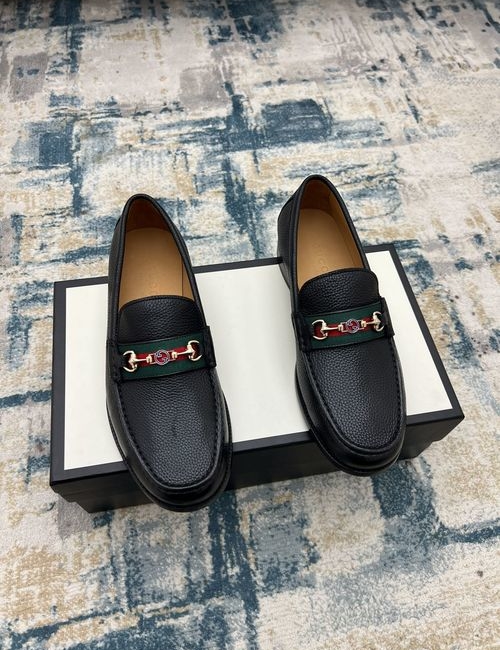Gucci Web Detail Interlocking G Leather Loafers