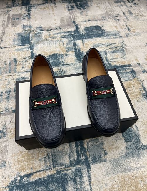 Gucci Web Detail Interlocking G Leather Loafers