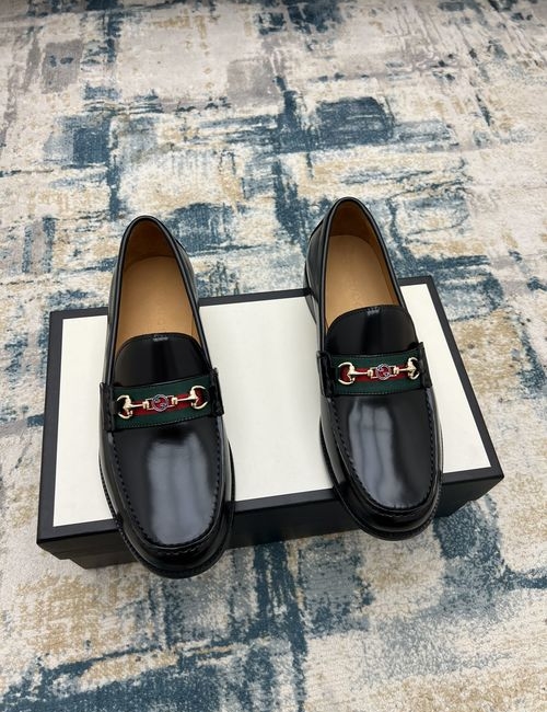 Gucci Web Detail Interlocking G Leather Loafers