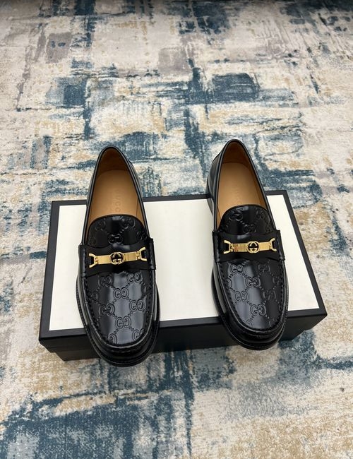 Gucci Web Detail Interlocking G Leather Loafers