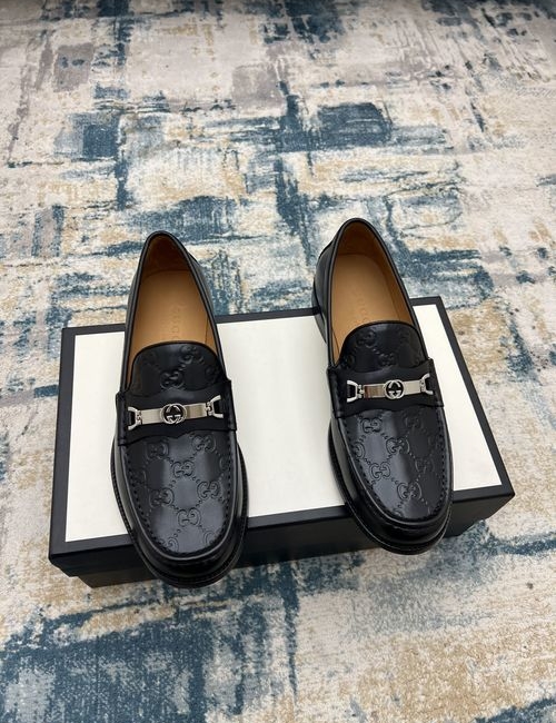 Gucci Web Detail Interlocking G Leather Loafers