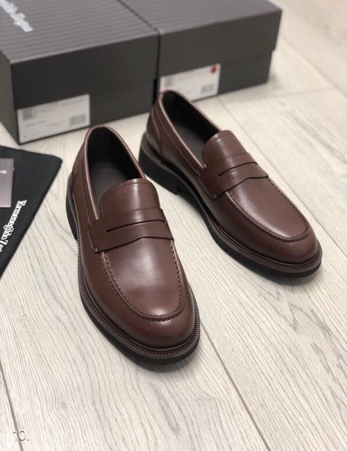 Zegna Dark Brown Slip-on Leather Shoes With Rubber Sole