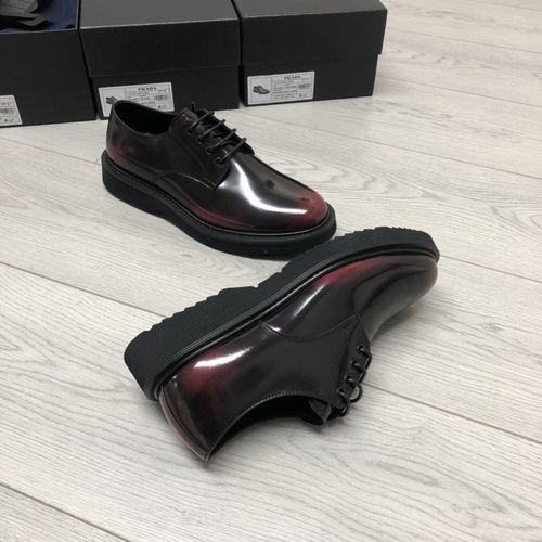 Prada Smooth Derby Shoes Burgundy