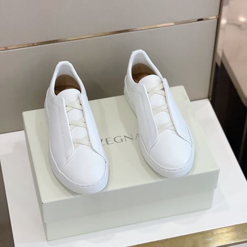 Zegna Triple Stitch Deerskin Canvas Sneakers