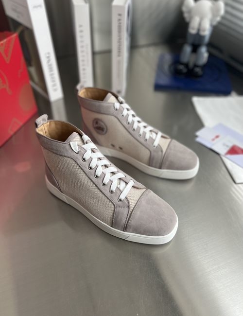 Christian Louboutin Color-Block High-Top Sneakers, Leather Lined, Sole From Original Factory